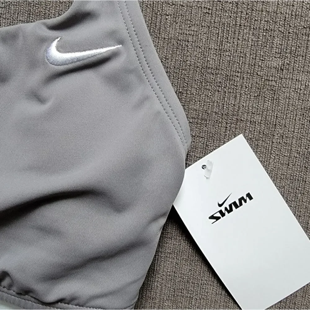 Nike Women's Gray, White & Black Racerback One Piece Swimsuit Size Large